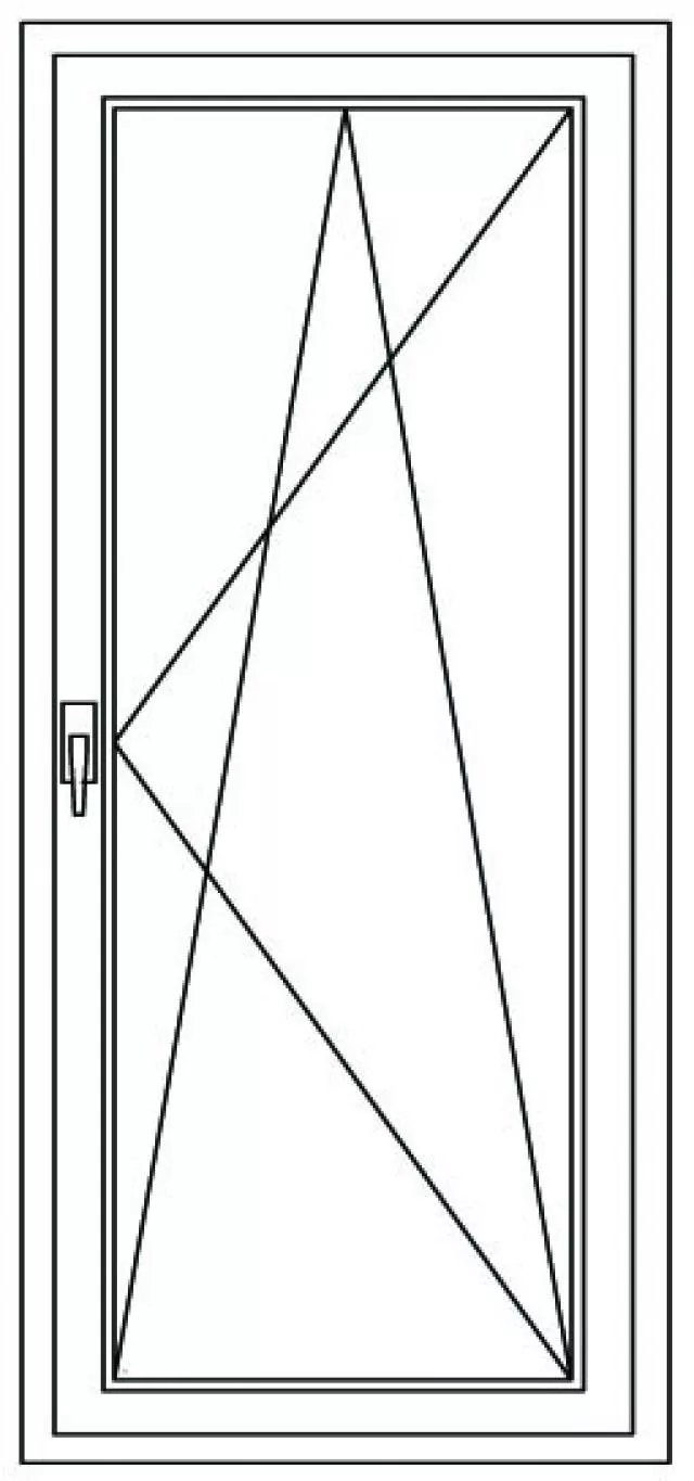 Balkon Tür Einfligelige 95x220cm, Weiss, DK, Rechts - technický nákres