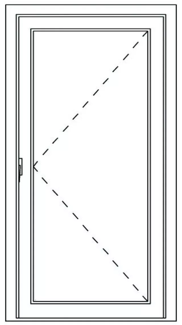 Haustüren rechts 108x207cm, Golden Oak, 3 fach verriegelung - technický nákres