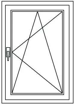 Fenster einflügelig, 90x60cm, DK, Golden Oak, Rechts - technický nákres