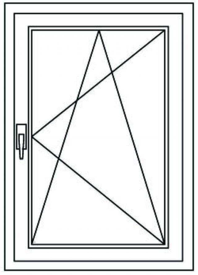 Fenster weiss einflügelig 60x80cm, DK, Rechts - technický nákres